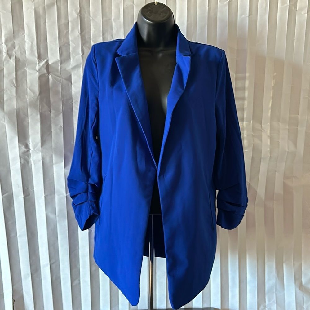 Philosophy Women’s Blazer Royal Blue 3/4 Sleeve Open Front Jacket Size S/P